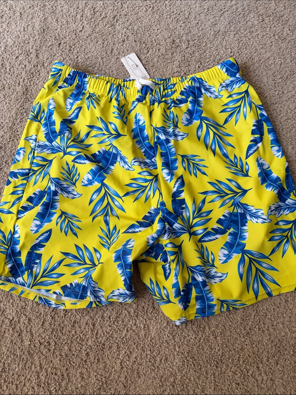 PatPat Yellow and Blue Tropical Men's Swim Trunks
